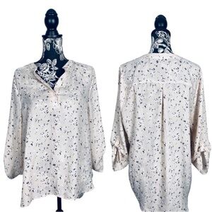 Cure blush pink floral print oversize high/low chiffon top size large